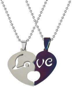 Men Style Heart Love Puzzle Heart Charm Couple Locket For Valentine ...
