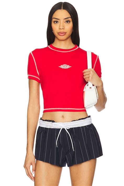 Jordan Cropped Tee in University Red | REVOLVE