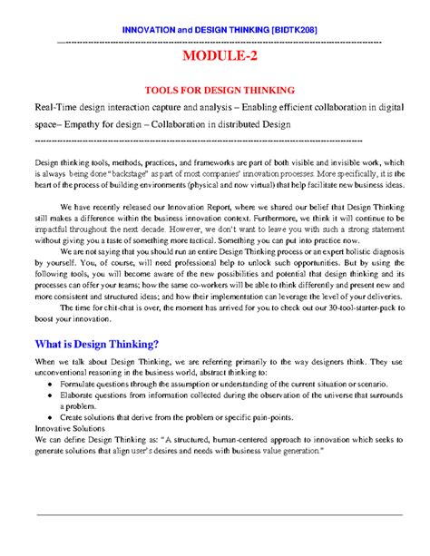 INNOVATION and DESIGN THINKING: Tools and Methods for Effective ...
