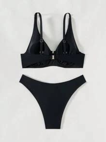 Women's Black Solid Color Soft Cup Underwired Criss-Cross Front Design ...