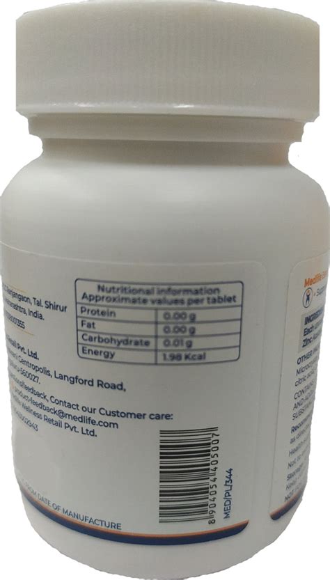 Buy MEDLIFE ESSENTIAL ZINC ACETATE 25 MG TABLET 60 Online & Get Upto 60 ...