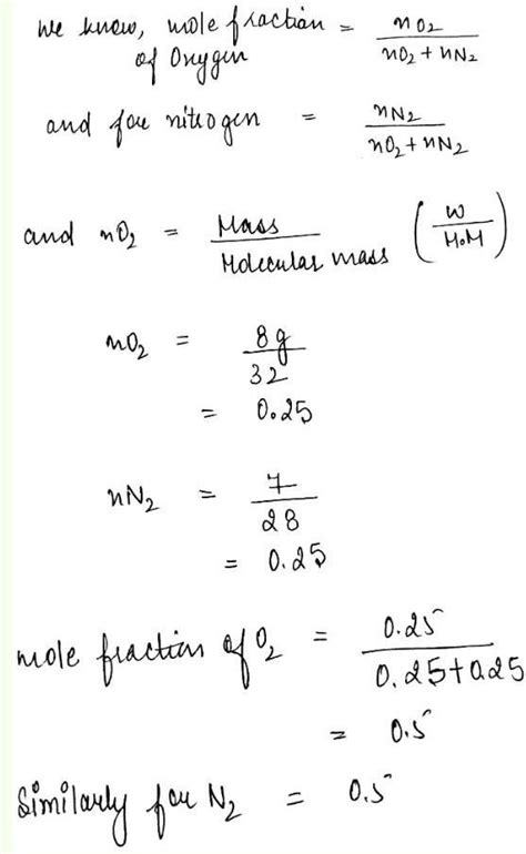 21. A room has oxygen and nitrogen in mass ratio of 8: 7. Find mole ...