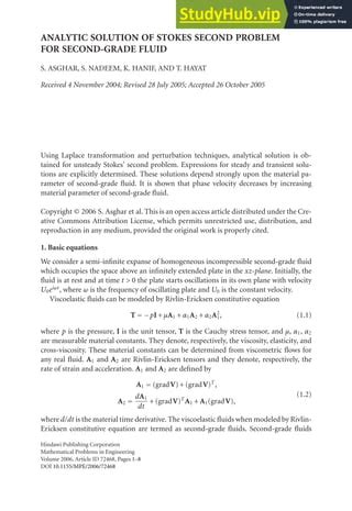 Image result for Stokes Second Problem