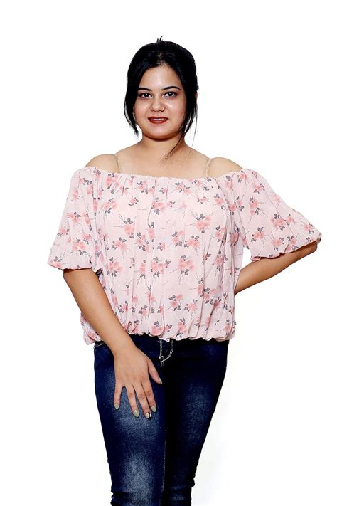 LADY Walk Women's Baggy Style Off Shoulder Crop top Pink, Free Size ...