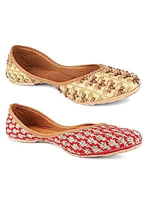 2 Set of Desi Colour Authentic Womens Mojri,Punjabi Jutti-Hancrafted ...