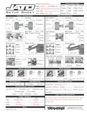Fillable Online Jato Setup Sheet - Traxxas Fax Email Print - pdfFiller