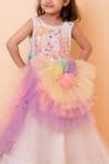 Buy White Net, Silk Sequins, Pearls Embroidered Ruffle Gown For Girls ...