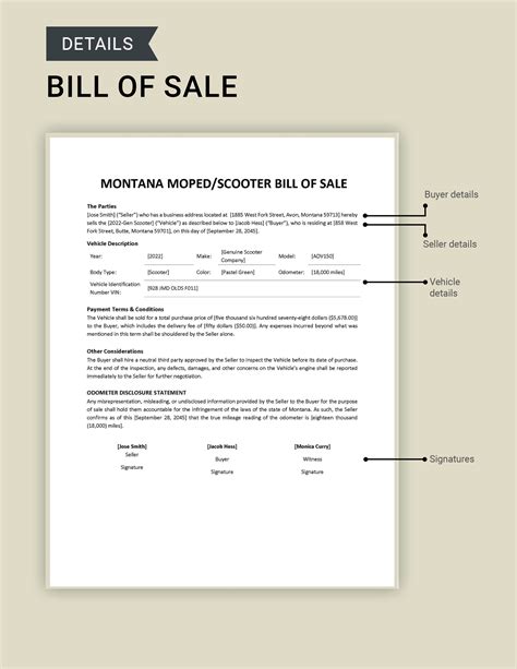 Montana Moped / Scooter Bill of Sale Template in Word, PDF, Google Docs ...