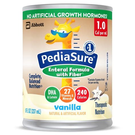 PediaSure Enteral Formula with Fiber, Vanilla, 8 oz. Can, Case of 24 ...