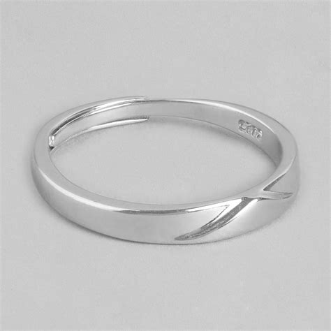 Classic Elegance Rhodium-Plated 925 Sterling Silver Men's Ring (Adjust ...