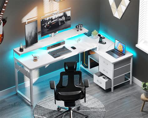 ODK L Shape Desk with Drawers 174 x 100 cm Corner India | Ubuy