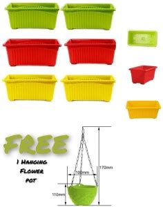 BGE Rectangular Plastic Pots for Plants, Jupiter Flower Pots for Home ...