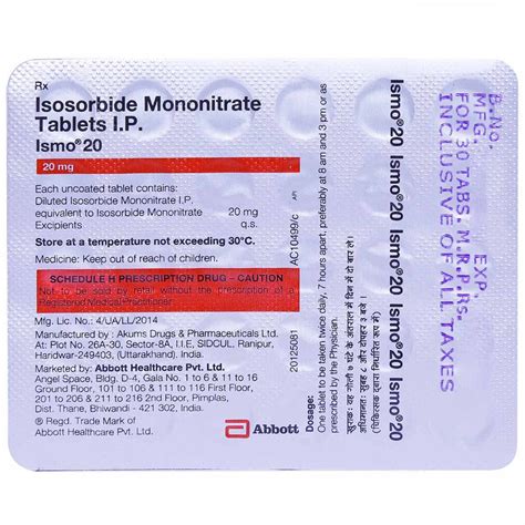 Ismo 20 Tablet 30's Price, Uses, Side Effects, Composition - Apollo ...