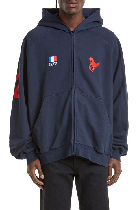 Balenciaga Polo Zip-up Hoodie in Blue for Men | Lyst