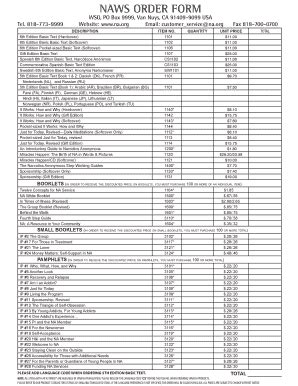 NAWS Order Form - Blank Fillable Template | Fill Out, Print & Download ...