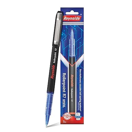 REYNOLDS ROLLER POINT Pen R7 Pack of 2 – 1 Blue + 1 Black (Pouch ...