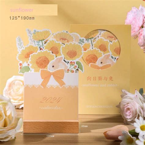 Calendario De Madera Serie Girasoles Y Conejos 2024, Calendarios De ...