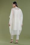 Buy Off White Organza Embroidery Bead Geometric Kaftan Kurta And Pant ...