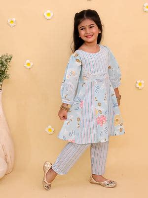 Megh Malhaar Girls Floral Print Anarkali Kurta Set - KES - SC - MGMGR ...
