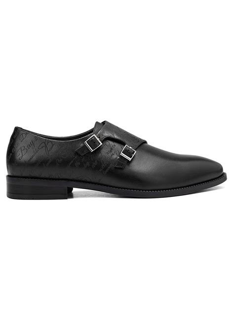 Black Signato Leather Monk Straps – Rosso Brunello Leathers Pvt. Ltd.