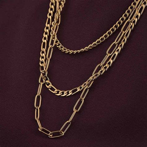 Layered Link Gold Chain Necklace – PALMONAS