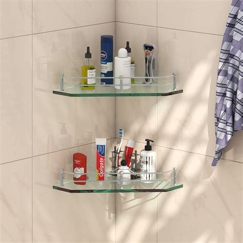 Klaxon Premium Diamond Glass Shelf for Bathroom/Kitchen Shelf/Bathroom ...