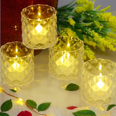 Buy HOMESAKE Set of 4 LED T-Lights with Votive Holders from Homesake at ...
