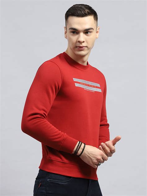Buy Men Maroon Printed Round Neck Full Sleeve Sweatshirt Online in ...