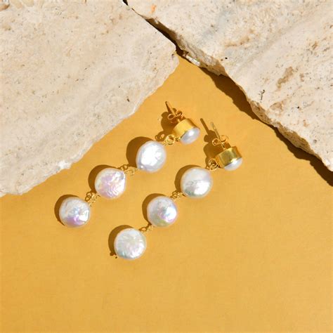 Ivory Cascade Coin Pearls Earrings | Totapari Jewellery
