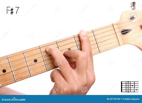 F Sharp Dominant Seventh Guitar Chord Tutorial Stock Photo - Image of ...