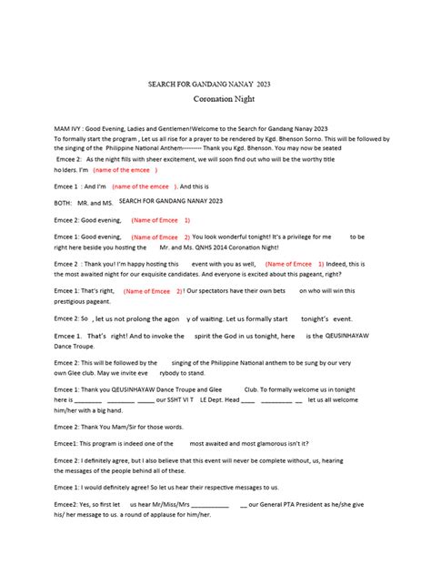 Image result for Sample Script for Pageant Hosting