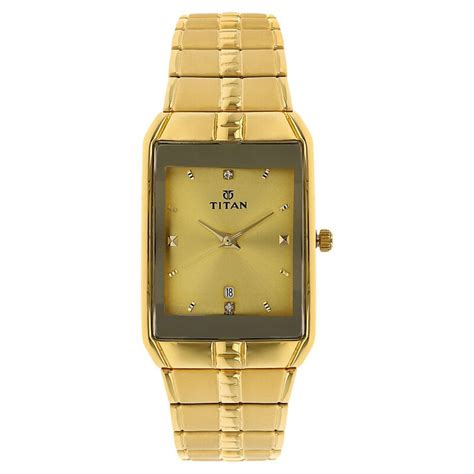 Titan Golden Dial Analog with DateMetal Strap watch for Men - 9151YM03 ...