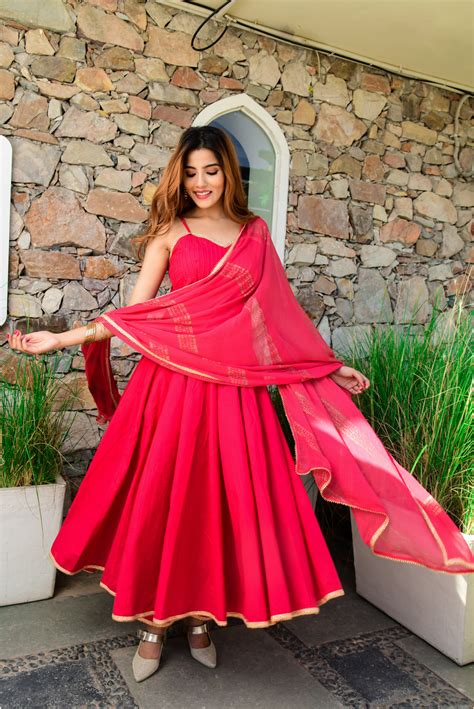 Rani Pin Tucks Anarkali Suit – Label Aditi Hundia