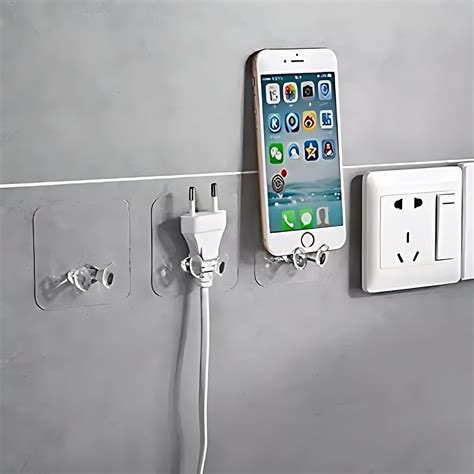 MeeTo Wall Mounted Power Plugs Socket Holder Stickers Adhesive Hook for ...