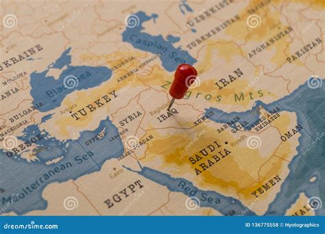 A Pin on Baghdad, Iraq in the World Map Stock Photo - Image of ...