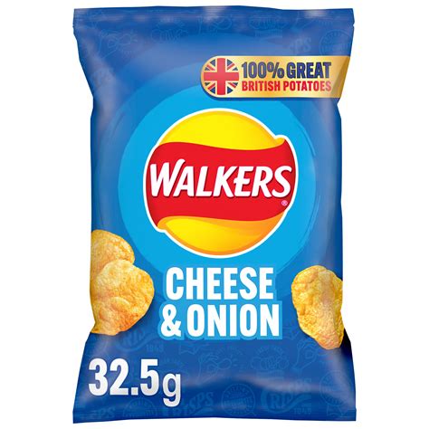 Walkers Cheese & Onion Vegetarian Crisps Box, Made with 100 Percent ...