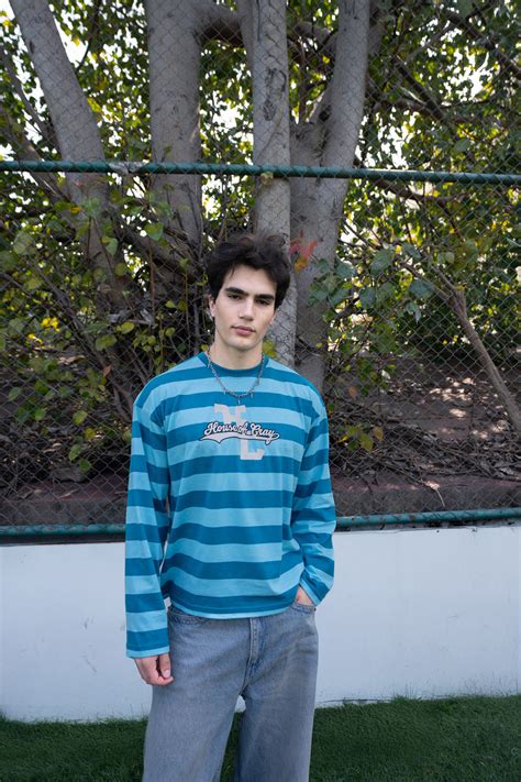 Teal Varsity Striped Long Sleeve Cotton Tee – Crayyheads