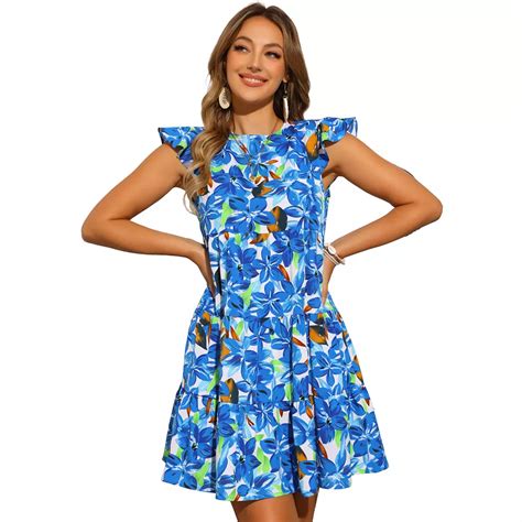 Dress for Women's Short Sleeve Crew Neck A Line Flower Casual Dress