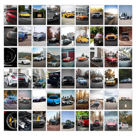 CodersParadise Aesthetic 54 Pcs Car Wall Collage Kit - 4 X 6 In Posters ...