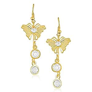 VK Jewels Cubic Zirconia Drop Earrings for Women (Golden) (vkerz1671g ...