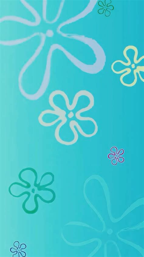 Spongebob Wallpaper with Blue Sky and Flowers