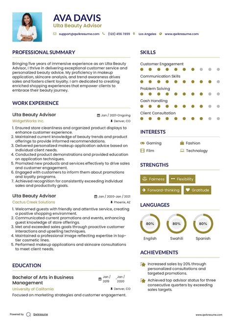 10+ Ulta Beauty Advisor Resume Samples & Templates for 2025