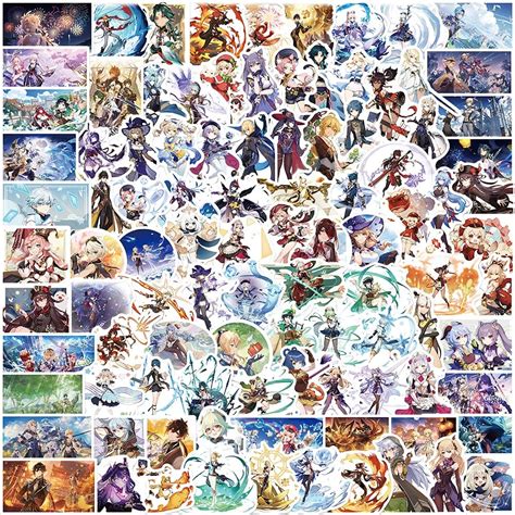 Buy Genshin Impact Stickers 100pcs Video Game Stickers Waterproof Vinyl ...