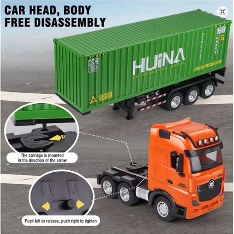 HUINA 1317 Rc Truck 1/18 9Ch Alloy Remote Control Container Cars Trucks ...