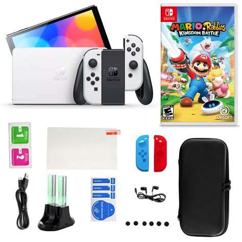 Buy Nintendo Switch OLED White with Mario Rabbids Kingdom Battle and ...