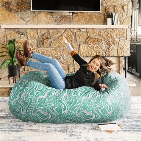 Buy Big Joe Fuf Media Lounger Foam Filled Bean Bag Chair, Groovy Green ...