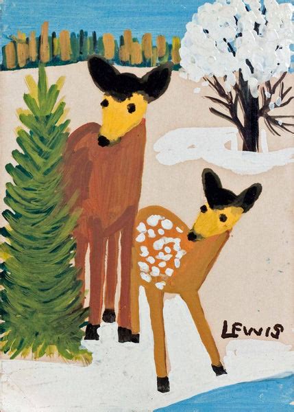 Two Deers - Maud Lewis - Folk Art Painting - Posters by Maud Lewis ...
