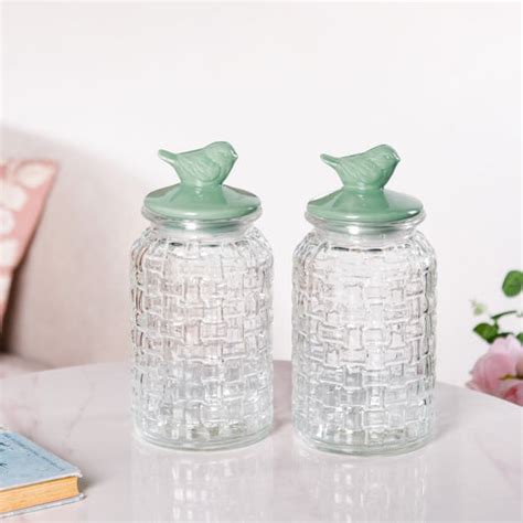 Textured Mason Jar Medium Set of 6 Online - Premium Jar With Lid | Nestasia
