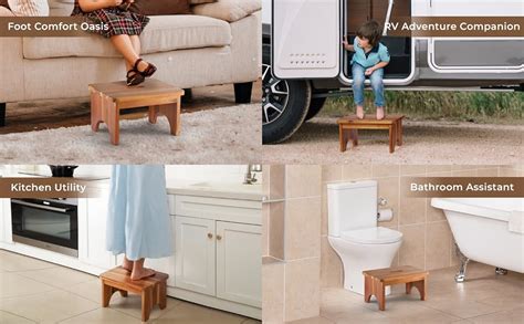 Carpentray Wooden Step Stool, 9''Hight One Step Stool for Adults, Step ...