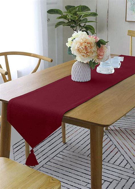 Get Beige Table Runner With Maroon Contrasting Cord at ₹ 475 | LBB Shop